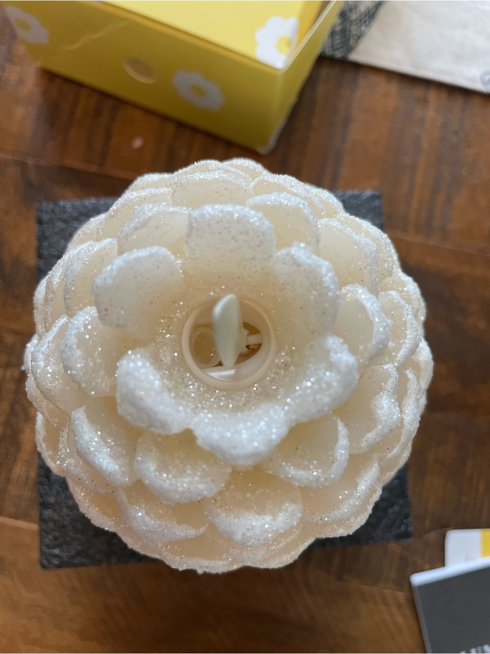 Glitter Pinecone Shaped Decorative Candle - Ivory White - Picture 9 of 10